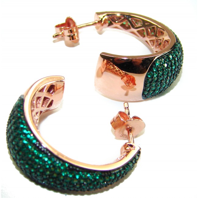 Truly Spectacular Emerald 14K Rose Gold over .925 Sterling Silver handmade Earrings - photo 3