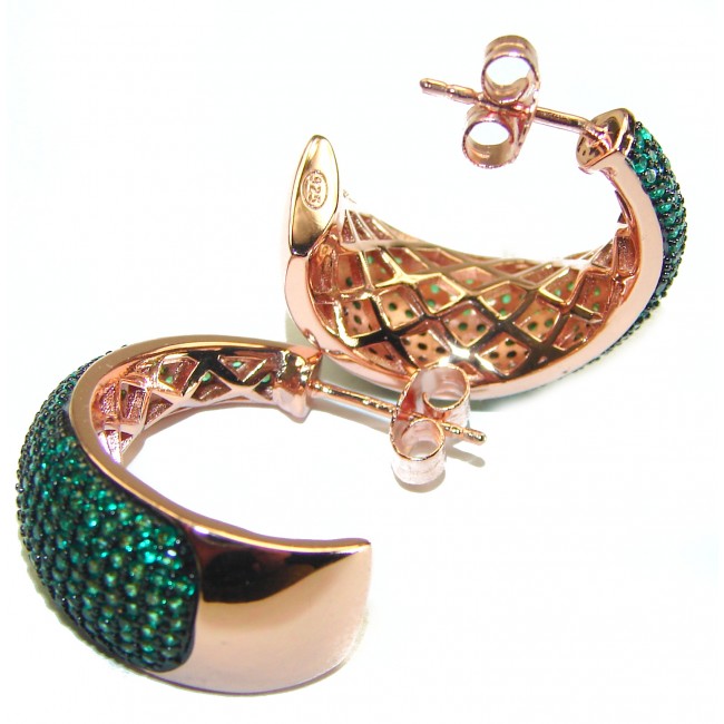 Truly Spectacular Emerald 14K Rose Gold over .925 Sterling Silver handmade Earrings - photo 1