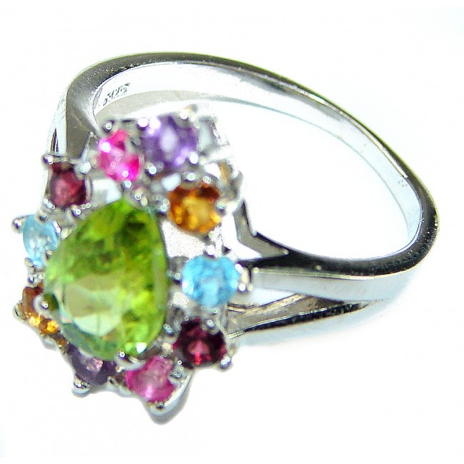 Marigolds authentic Peridot .925 Sterling Silver handcrafted Statement Ring size 6 1/4 - photo 3