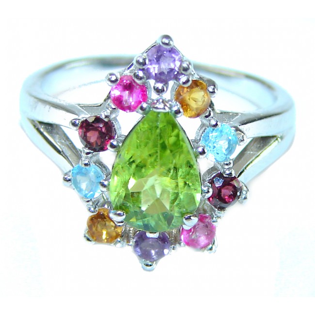 Marigolds authentic Peridot .925 Sterling Silver handcrafted Statement Ring size 6 1/4 - photo 1
