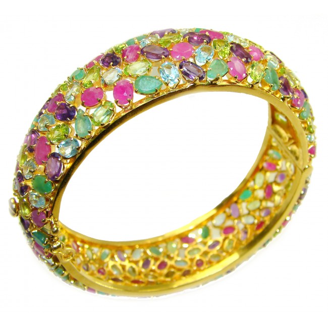 Miabella Ruby Emerald Aquamarine 14K Gold over .925 Sterling Silver handmade bangle Bracelet - photo 3