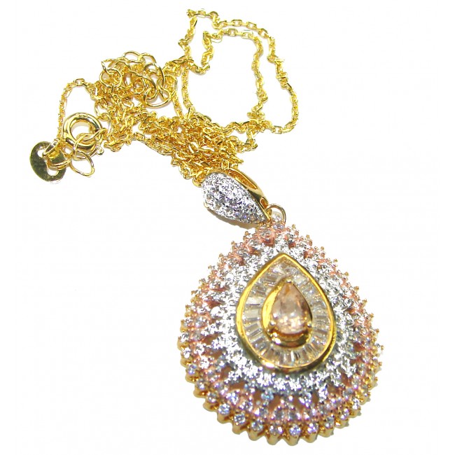 Exclusive authentic Citrine 14K Gold over .925 Sterling Silver handcrafted necklace - photo 3