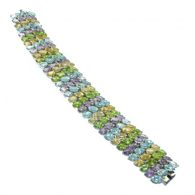 Very Special Natural Multigem .925 Sterling Silver handmade Statement Bracelet - photo 3