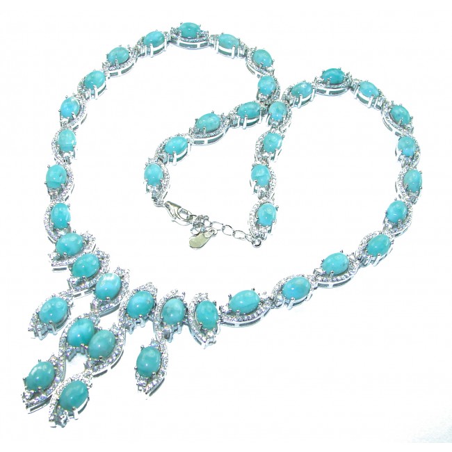 Caribbean Beauty Genuine Blue Larimar .925 Sterling Silver handmade Necklace - photo 4