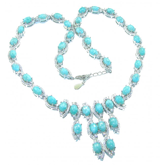 Caribbean Beauty Genuine Blue Larimar .925 Sterling Silver handmade Necklace - photo 3