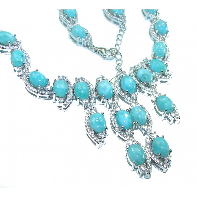 Caribbean Beauty Genuine Blue Larimar .925 Sterling Silver handmade Necklace - photo 2