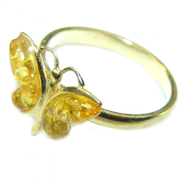 Authentic Baltic Amber .925 Sterling Silver handcrafted ring; s. 5 - photo 1