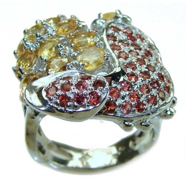 Luxurious emerald cut 14.2 carat Citrine .925 Sterling Silver handmade Ring s. 8 3/4 - photo 3