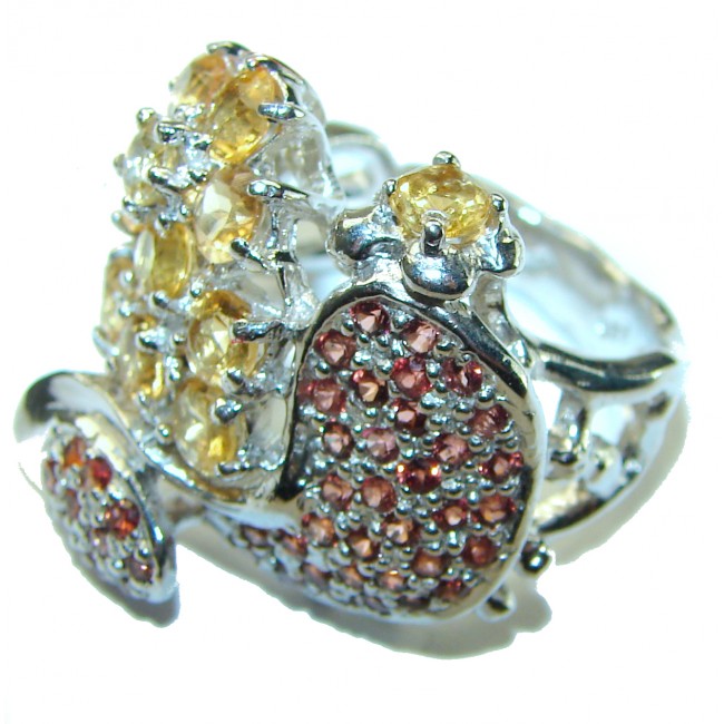 Luxurious emerald cut 14.2 carat Citrine .925 Sterling Silver handmade Ring s. 8 3/4 - photo 1