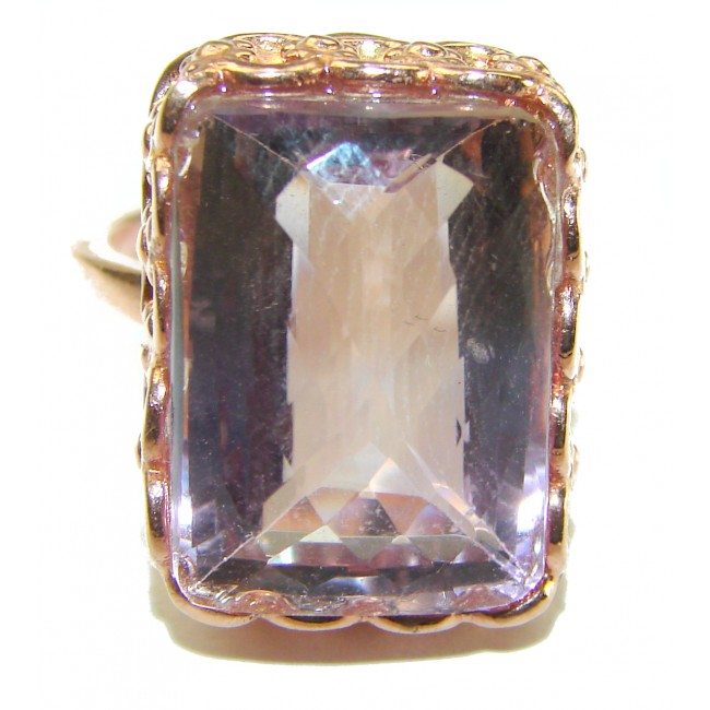 Blooming Orchid 17.5 carat Pink Amethyst 14K Gold over .925 Silver handcrafted Cocktail Ring s. 7 1/4 - photo 2