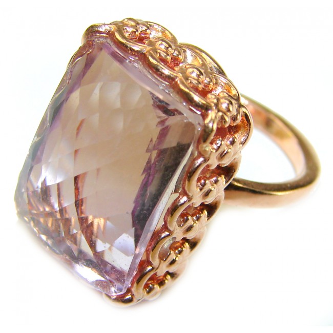 Blooming Orchid 17.5 carat Pink Amethyst 14K Gold over .925 Silver handcrafted Cocktail Ring s. 7 1/4 - photo 1