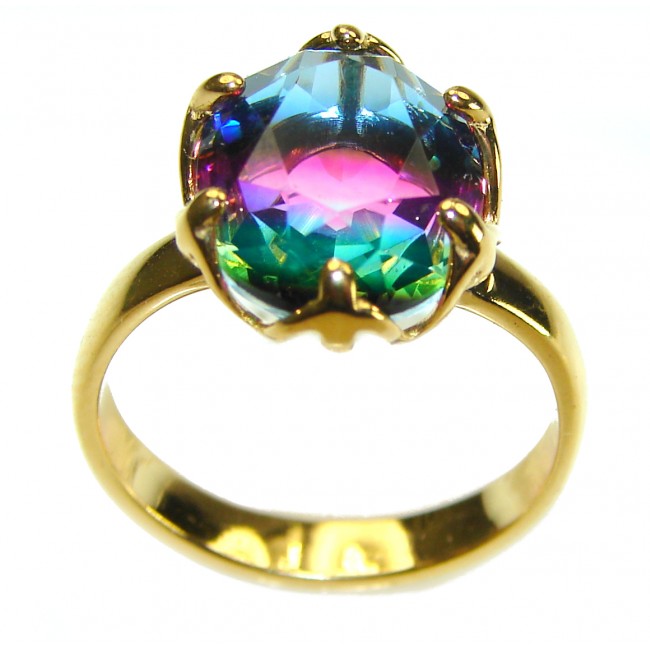 11.8 carat Brazilian Tourmaline 14K Gold over .925 Sterling Silver Perfectly handcrafted Ring s. 6
