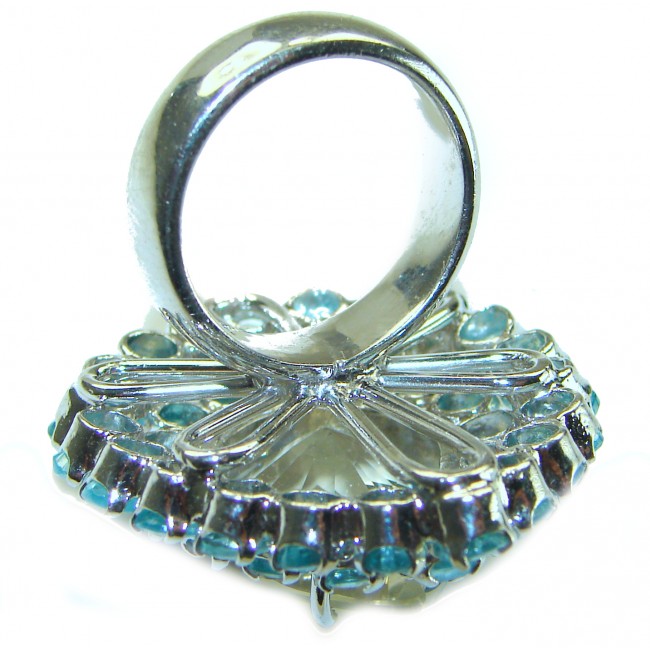 Snow Queen Huge Champagne Topaz .925 Sterling Silver handmade Statement Ring size 7 1/4 - photo 2