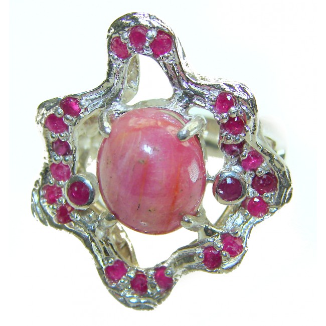 Great quality unique Ruby .925 Sterling Silver handcrafted Ring size 7 3/4 - photo 2