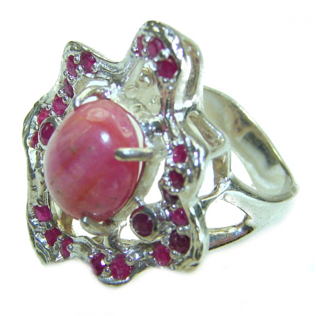 Great quality unique Ruby .925 Sterling Silver handcrafted Ring size 7 3/4 - photo 1