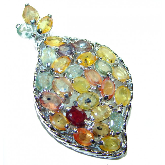 Authentic MULTICOLOR Sapphire .925 Silver handcrafted Statement pendant - photo 2