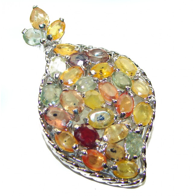 Authentic MULTICOLOR Sapphire .925 Silver handcrafted Statement pendant - photo 1