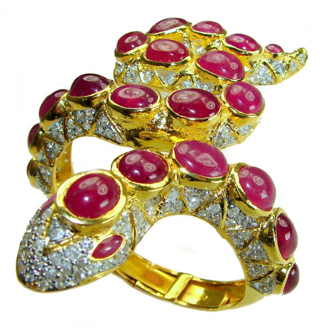 Huge Snake Genuine Kashmir Ruby 18K Gold over .925 Sterling Silver handcrafted Bracelet - photo 4