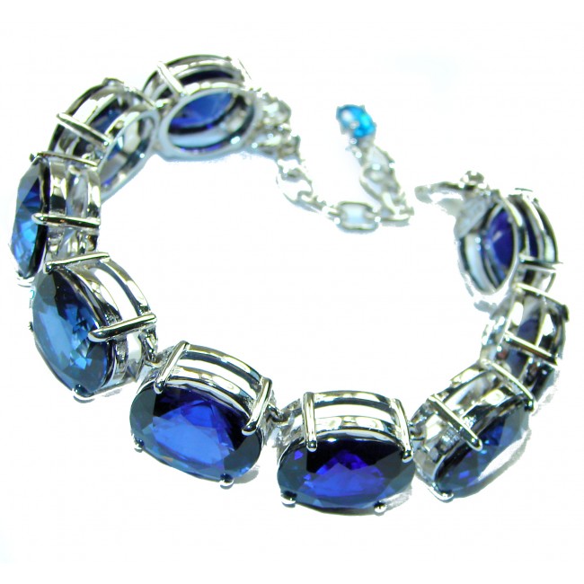 125.5 carat London Blue Topaz .925 Sterling Silver handcrafted Bracelet - photo 2