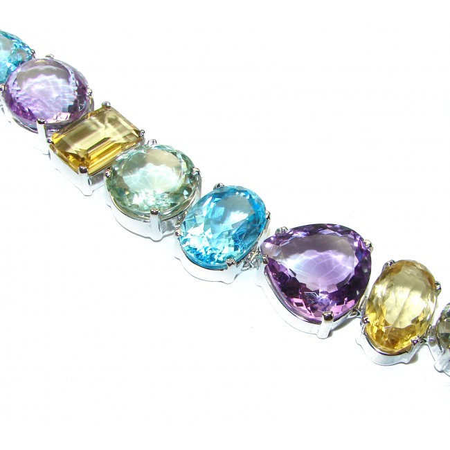 Festivity Swiss Blue Topaz .925 Sterling Silver handcrafted Statement Bracelet - photo 1