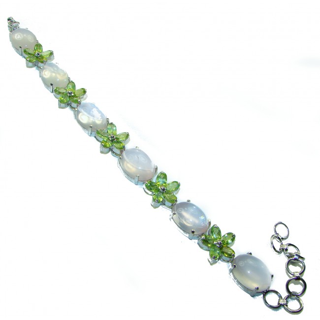 Alessia Natural Rose Quartz Peridot .925 Sterling Silver handmade Bracelet - photo 3