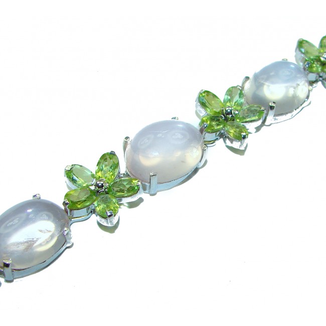 Alessia Natural Rose Quartz Peridot .925 Sterling Silver handmade Bracelet - photo 1