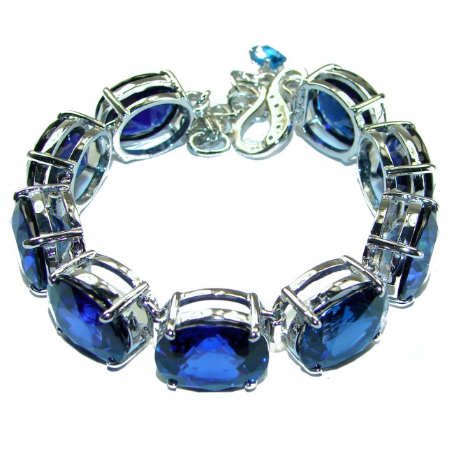125.5 carat London Blue Topaz .925 Sterling Silver handcrafted Bracelet - photo 3
