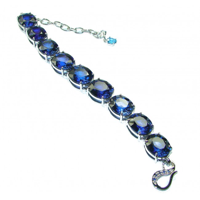 125.5 carat London Blue Topaz .925 Sterling Silver handcrafted Bracelet - photo 1