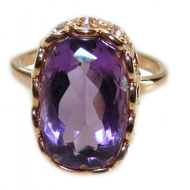 Dramatic design 11.8 carat Amethyst 14K Gold over .925 Sterling Silver Handcrafted Ring size 9 - photo 2