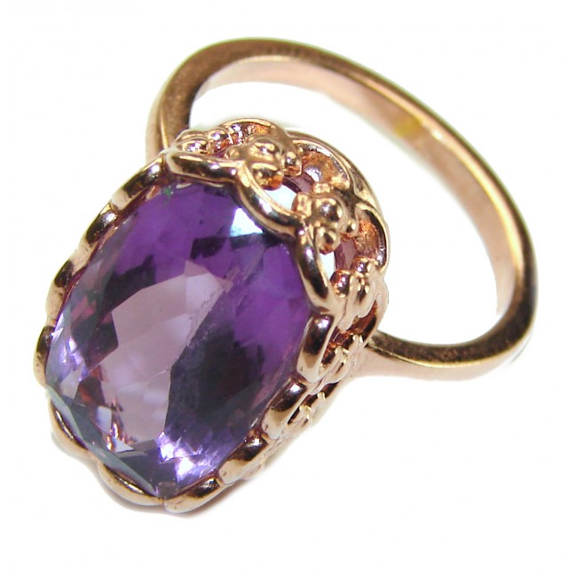 Dramatic design 11.8 carat Amethyst 14K Gold over .925 Sterling Silver Handcrafted Ring size 9 - photo 1