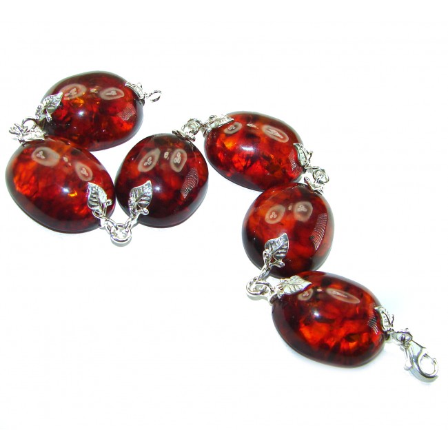 Cognac Color Beautiful Amber .925 Sterling Silver handcrafted Bracelet - photo 2