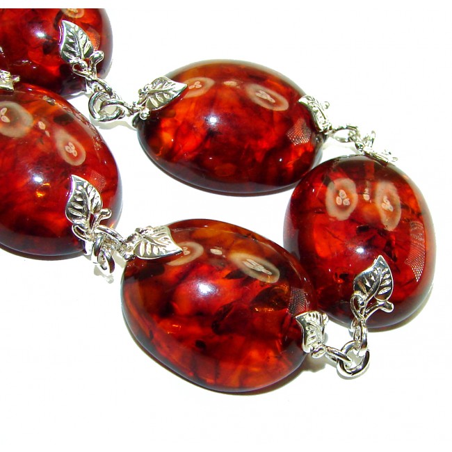 Cognac Color Beautiful Amber .925 Sterling Silver handcrafted Bracelet - photo 1
