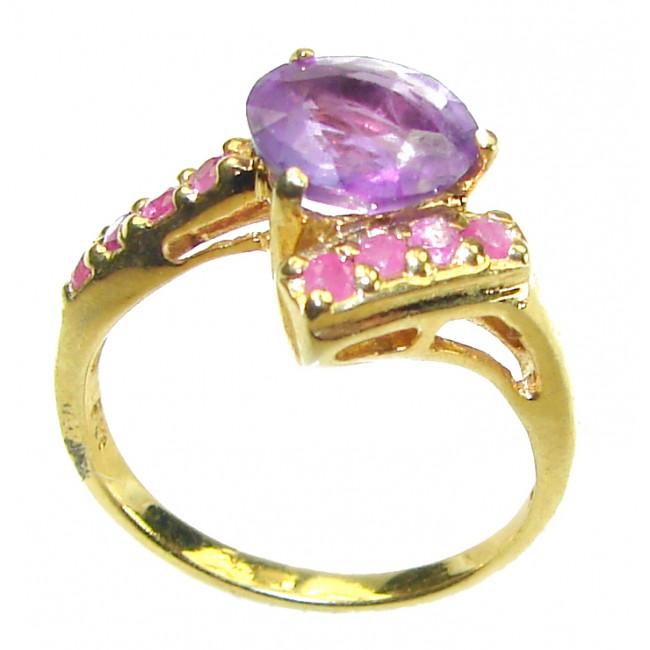 Vintage design 3.8 carat Amethyst .925 Sterling Silver Handcrafted Ring size 5 - photo 2