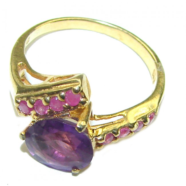 Vintage design 3.8 carat Amethyst .925 Sterling Silver Handcrafted Ring size 5 - photo 1