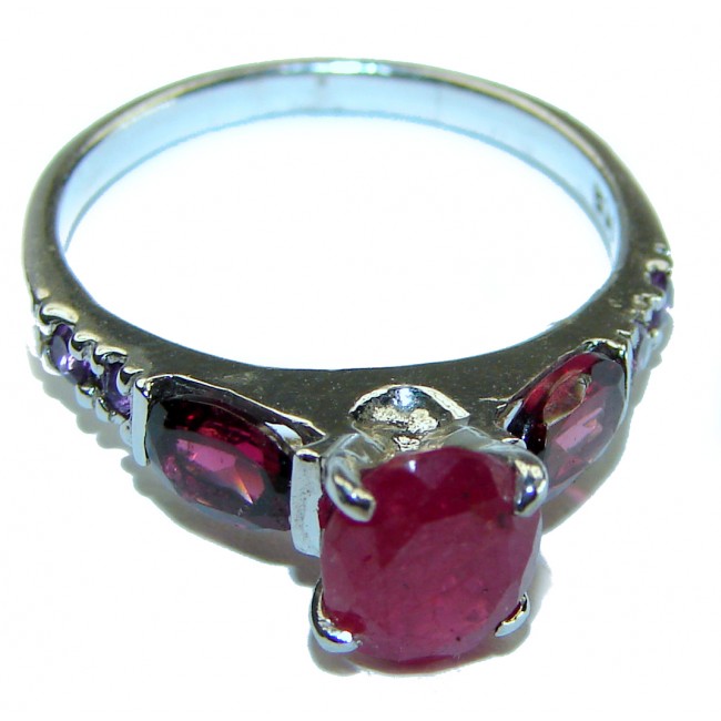 Authentic 5.3 carat Ruby .925 Sterling Silver handmade Cocktail Ring s. 6 1/2 - photo 2