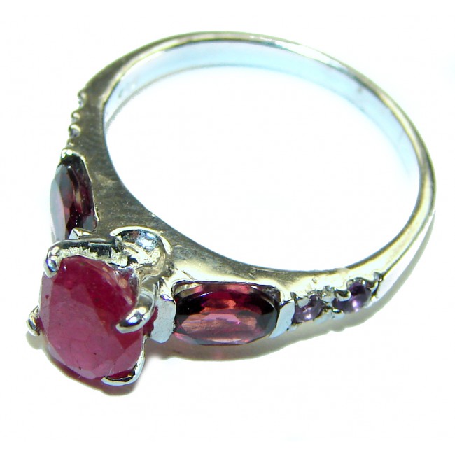 Authentic 5.3 carat Ruby .925 Sterling Silver handmade Cocktail Ring s. 6 1/2 - photo 1
