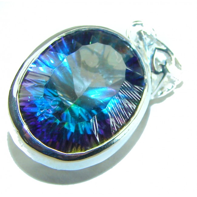 18.5 carat oval cut Mystic Topaz .925 Sterling Silver handcrafted Pendant - photo 2