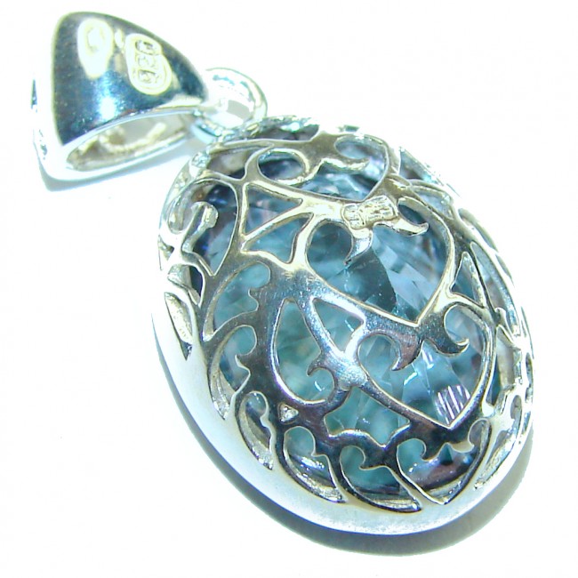 18.5 carat oval cut Mystic Topaz .925 Sterling Silver handcrafted Pendant - photo 1