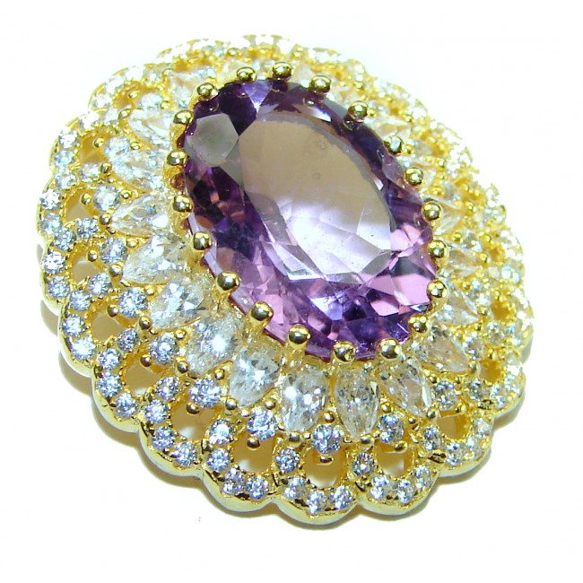 Vintage Design Amethyst 14K Gold over .925 Sterling Silver handcrafted Pendant - photo 3