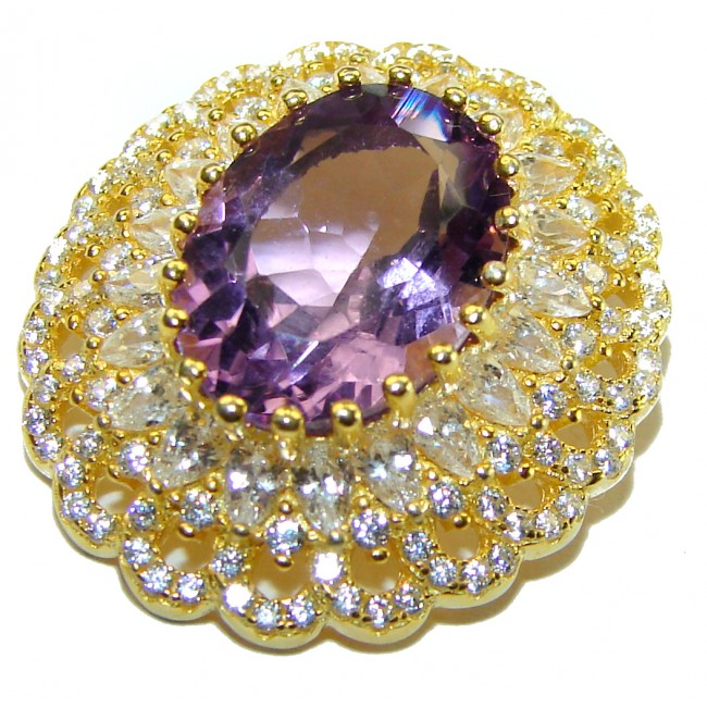 Vintage Design Amethyst 14K Gold over .925 Sterling Silver handcrafted Pendant - photo 2