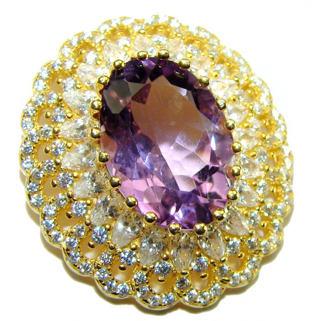 Vintage Design Amethyst 14K Gold over .925 Sterling Silver handcrafted Pendant - photo 1