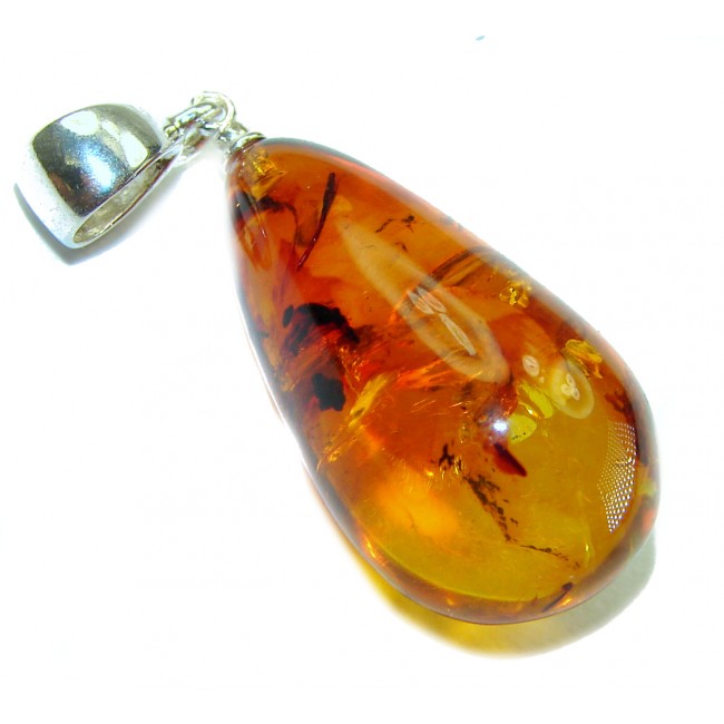 Royal Style authentic Baltic Amber .925 Sterling Silver handmade Pendant - photo 1