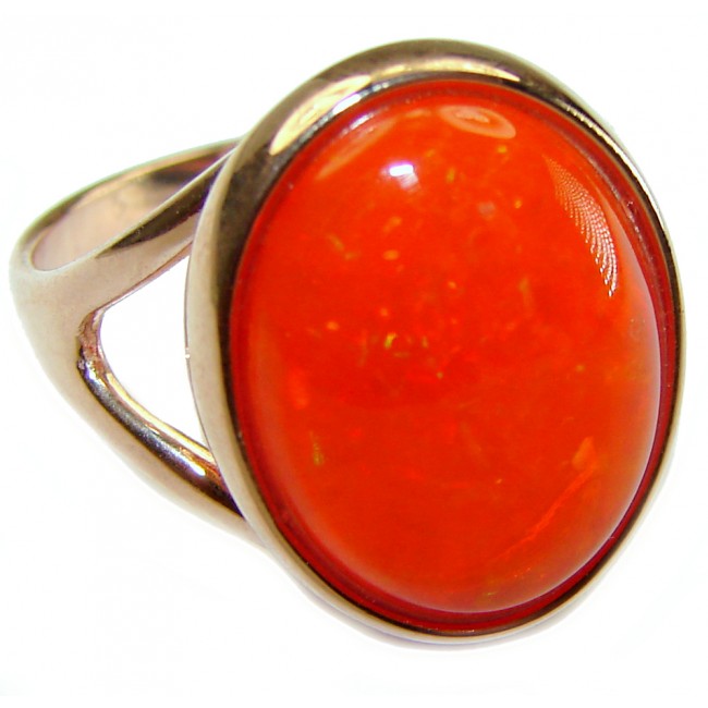 Orange Galaxy Ethiopian Opal 18K Rose Gold over .925 Sterling Silver handcrafted Ring size 8 1/4 - photo 3