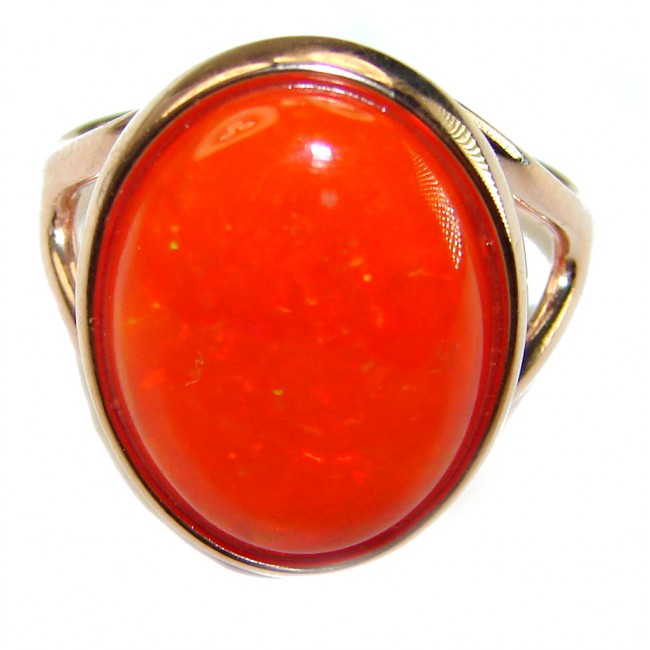 Orange Galaxy Ethiopian Opal 18K Rose Gold over .925 Sterling Silver handcrafted Ring size 8 1/4 - photo 2
