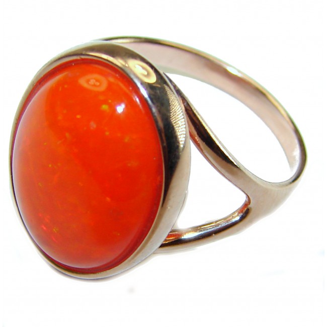 Orange Galaxy Ethiopian Opal 18K Rose Gold over .925 Sterling Silver handcrafted Ring size 8 1/4 - photo 1