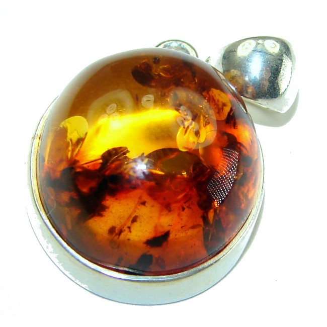 Royal Style authentic Baltic Amber .925 Sterling Silver handmade Pendant - photo 2