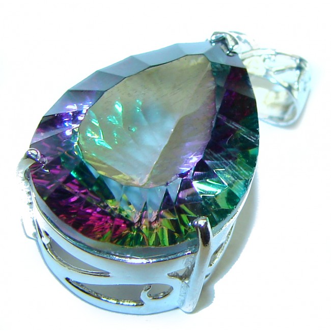 10.5 carat Pear cut Mystic Topaz .925 Sterling Silver handcrafted Pendant - photo 2