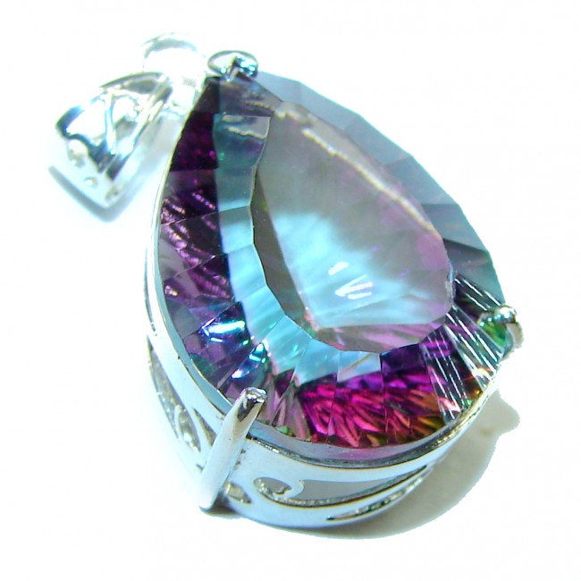 10.5 carat Pear cut Mystic Topaz .925 Sterling Silver handcrafted Pendant - photo 1