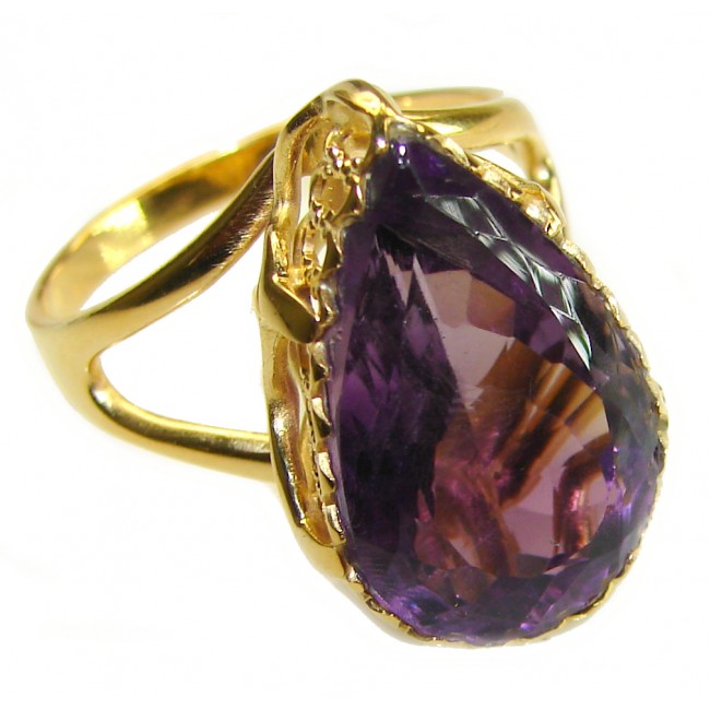 Classy 8.8 carat Amethyst 14K Rose Gold over .925 Sterling Silver Handcrafted Ring size 9 - photo 3