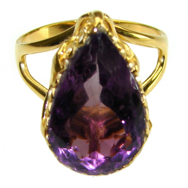 Classy 8.8 carat Amethyst 14K Rose Gold over .925 Sterling Silver Handcrafted Ring size 9 - photo 2